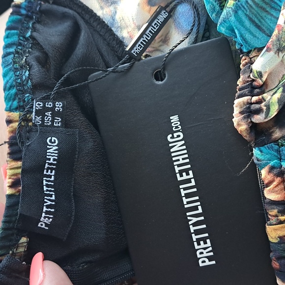 🌸 6 NWT Floral & Leopard Chiffon Long Sleeve Ruched Skirt Bodycon Dress CS - Picture 4 of 5